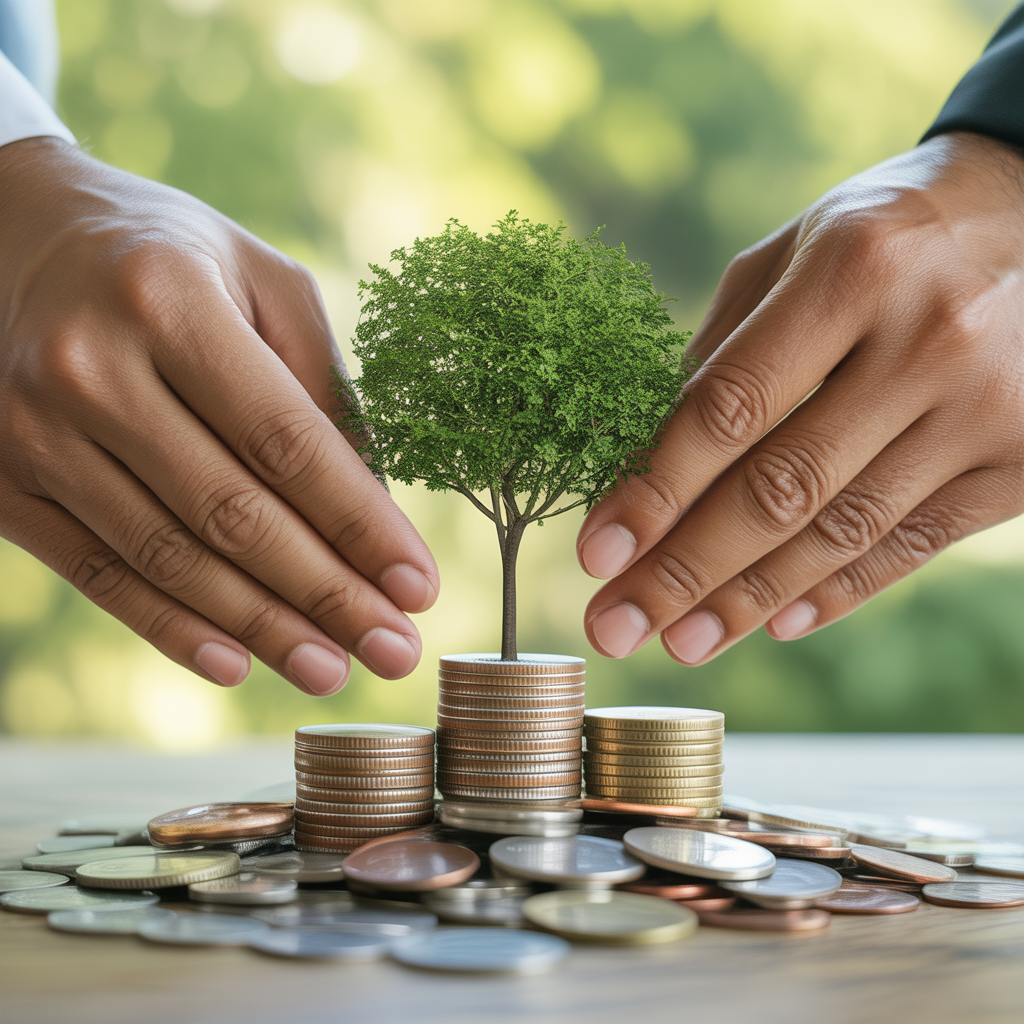 Concept d'investissement durable avec des éléments naturels